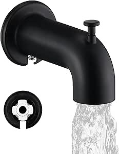 Slip-On Extra Long Tub Spout with Diverter, 1/2 Inch Slip Fit Connection,Matte Black