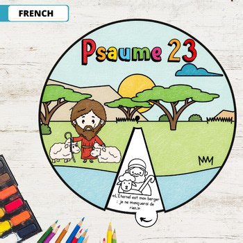 Psalm 23 Coloring Wheel IN FRENCH, Jesus Coloring Wheel, Printable Bible