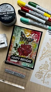 In case you missed our live ✨ Watch the replay of @patti_behan demoing Distress Crayons & Collage to create this stunning birthday card! 🦋 Comment the word “CRAYON” for a link to the supply list ⬇️ #rangerink | Ranger Ink