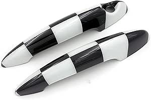 Car Exterior Side Door Handle Cover ABS Shell Gloss Trim Compatible with Mini Cooper Second Generation R Series DC03 (2 pcs R55 R56 R57 R58 R59 R61 Two Doors, Big Checkered)