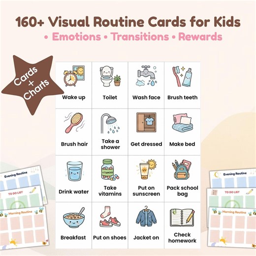 Kids Routine Cards Printable, Visual Schedule for Kids, Daily Routine Chart, ADHD Routine Cards, Toddler Routine, Calm Down Cards - Etsy