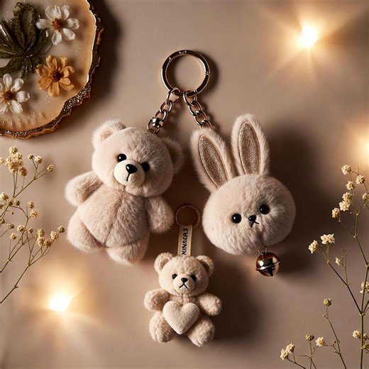 Stuffed Animal Plush Keychain, Bear or Bunny Bag Charm, Cute Soft Keyring for Backpack Purse Gift - Etsy