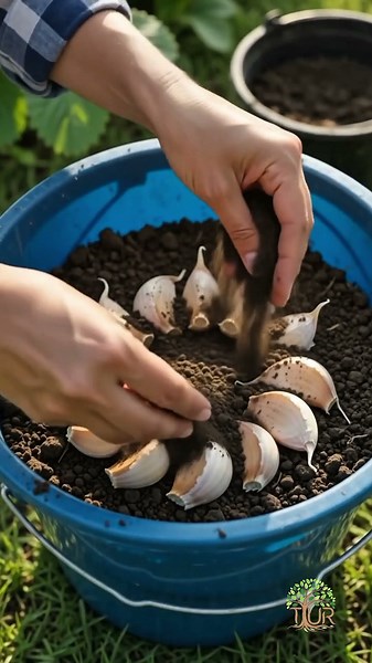 Growing Giant Garlic in a Plastic Bucket! 🧄 Easy Ways to Grow Big and Healthy Garlic in Small Spa...