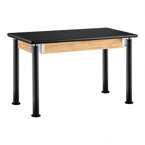 National Public Seating Signature 24" x 60" Height Adjustable Science Lab Table with High-Pressure Laminate Top and Black Legs