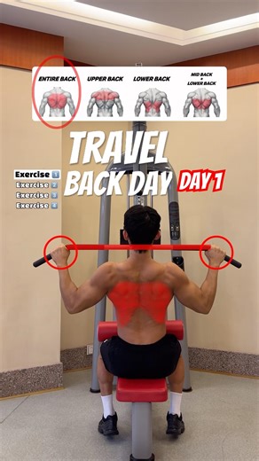 🔸Travel Day 1 Back Workout | 4 Simple Back Exercises🔥 #gymtips #fitnesstips #backworkout #backday