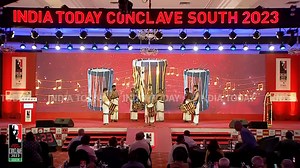 Padma Shri Peruvanam Kuttan Marar- The Chenda maestro of Kerala performs at #SouthConclave23 with his team. Watch! Watch the full session here: bit.ly/43h65g2 Full coverage: bit.ly/42gAnhu #ITFBVideo | India Today