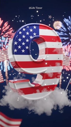 Patriotic Number 9 to 0 🇺🇸 | USA Flag 3D Art with Fireworks #timer #shorts