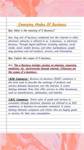 Class 11 Commerce | Emerging modes of business | BST | Best handwritten notes🔥🔥🔥