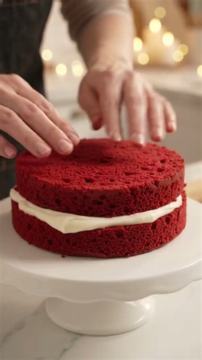​Soft & Creamy Red Velvet Cake 😍🎂| Easy Home Baking.#red #velvet #cake #viralshorts