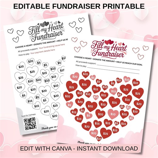 Fill My Heart Fundraiser Printable, Editable School Donation Poster With QR Code for Classroom and PTA Events - Etsy UK