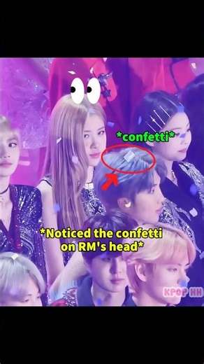 Rosé Removed The Confetti From JYP’s Head But Not From RM’s 😄 #bts #rm #rose #bts #blackpink