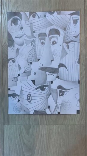 Faces abstract painting in charcoal pencils / meaningful moments