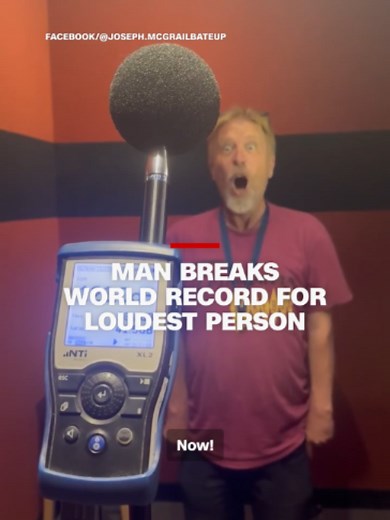 Joseph McGrail-Bateup, an Australian professional air conditioner cleaner and honorary town crier, has been recognized as the world's loudest person. Guinness World Records acknowledged the 58-year-old Canberra resident recorded the loudest ever shout by an individual. He yelled