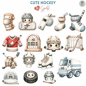 Adorable Hockey Sports Clipart, Ice Hockey Themed Digital PNG, Hockey Team Uniform, Cute Hockey Player, Hockey Goalie Illustration - Etsy