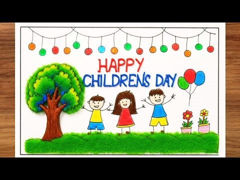 Happy Children's Day Drawing Easy/ Children's Day Poster Drawing/ Children's Day Drawing For Kids