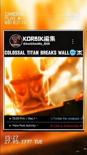 Colossal Titan Breaks The Wall 🥶☠️ || attack on titan ||