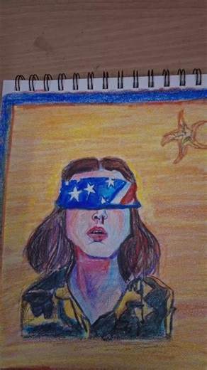 11 stranger things drawing using cryons #art #strangerthings #youtubeshorts