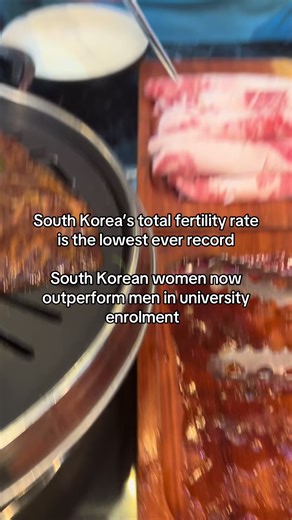 South Korea currently has the lowest total fertility rate ever recorded for a national population. In 2024, the total fertility rate was ~0.78 births per woman. Replacement level is ~2.1. At the same time, South Korean women now outnumber men in university enrolment — a reversal of historical patterns seen across much of the world. These facts don’t explain each other on their own. But together, they reflect remembered themes in public health and demography: • delayed family formation • educatio