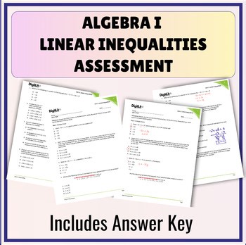 Linear Inequalities Editable Test & Assessment for 8th-11th Grade Algebra 1