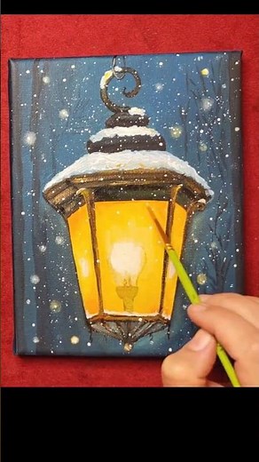 ❄️ Speedpaint: Snowy Street Lamp in Acrylic / Winter vibe / Homemade Illustration