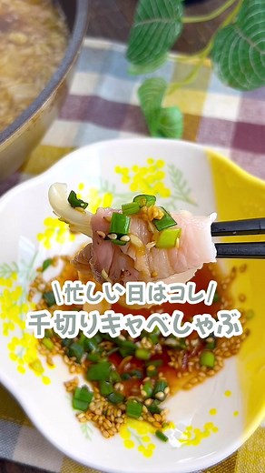 千切りキャベしゃぶ♡ ⁡ ⁡ 忙しい日はコレ‼️ 鍋に千切りキャベツを入れて 豚肉をしゃぶしゃぶするだけ🍲 ⁡ お好みでポン酢やゴマだれをつけて食べてね💕︎ ⁡ ⁡ 大人2人前 ⏰5分 ⁡ □キャベツ1/2玉 □豚バラ薄切り肉200g A水600ml A白だし大さじ4 A醤油大さじ2 ⁡ ⁡ 1 キャベツは千切りにする ⁡ 2 フライパンにAを入れて中火にかけ 1~2分程加熱する。 ⁡ 3 豚肉をくぐらせてポン酢などにつける。 ⁡ ⁡ ⁡ ⁡ ⁡ ⁡ ⁡ ⁡ ⁡ ⁡ ⁡ #フライパン料理 #フライパンレシピ #キャベツレシピ #キャベツ料理 #豚バラレシピ #豚バラ巻き