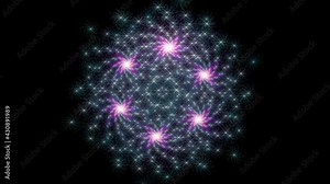 Glowy moving galactic fractals with wiggling rays