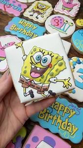 Home stretch of these cookies.. I’ve posted a lot but they were a lot of work! And colors lol #cookies #birthday #spongebob #sweets #baking #americolor #chefmaster #spongebobsquarepants #cookiedecorating #cookieart | Crafted Sweets By Kristi