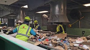 What you’re seeing here: Workers at the City of Garland’s recycling partner facility are manually removing plastic film from the sorting line. Materials like plastic bags and water-bottle wrapping can easily tangle in the machinery further down the line, leading to costly damage and slowdowns. You can help! Please keep plastic film — such as grocery bags, water bottle casings, and other stretchy plastics — out of your blue recycling cart. Thank you for helping keep our recycling system running s