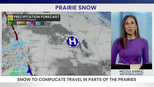 Prairie snowfall to complicate start of the work week
