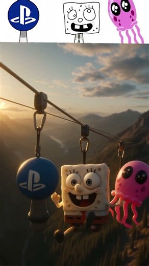 Sprunki OC Playstation Vs Doodle Bob Vs JellyFish All Characters are Zip-lining #sprunki#