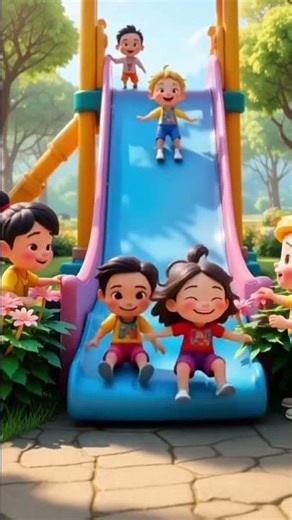 Cute Kids Playing in Park 🌳 | 3D Cartoon Playground Animation