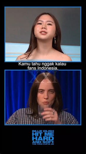 Billie Eilish reacts to her Sundanese nickname “Teteh Elis” in an interview with @Cinema21.