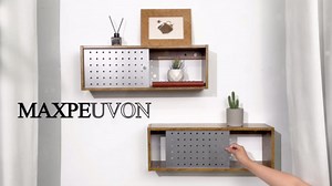 Maxpeuvon Floating Cabinet Set of 2, Wall Mount Cube Floating TV Shelves Rustic Farmhouse Storage Cabinet Media Console Home Office Furniture for Bedroom Living Room Kitchen Bathroom