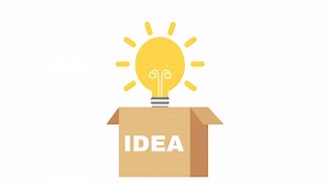Download Animated illustration of a cardboard box filled with lights showing finding a business idea. suitable to be placed on business and financial content for free