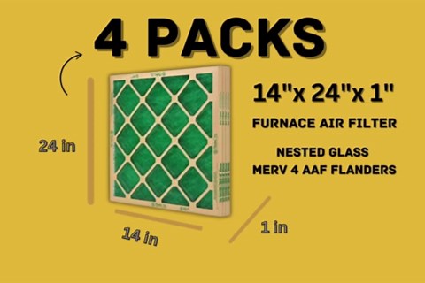 Flanders (4 Filters), 14" X 24" X 1" Precisionaire Nested Glass Air Filter