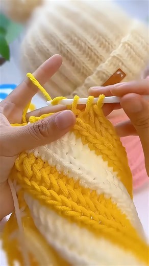 Tunisian crochet pattern winter hat ￼knitting #howto #beanie #crochethats #örgü #keşfet #handmade