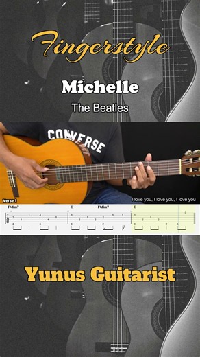 Michelle - The Beatles - Fingerstyle Guitar Tutorial + TAB & Lyrics #fingerstyle