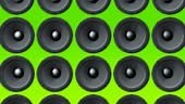 Background Green Screen animation speakers making loud sound music...