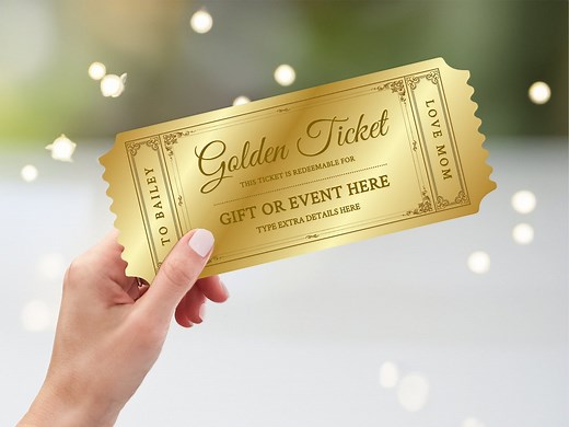 Editable Golden Ticket Template | Birthday Voucher, Birthday Gift Certificate, Birthday Gift Coupon, Surprise Ticket, Printable Event Ticket - Etsy