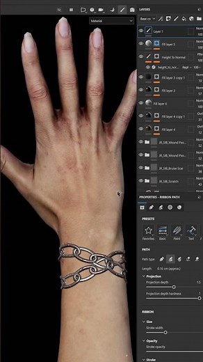 Create a Procedural Chain Brush: Substance Designer to Painter (Ribbon path tool)#Substance3D