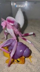The beautiful Orchid Mantis engages the Golden Poison Frog in a high-stakes standoff. #OrchidMantis #PoisonFrog ⚙️ AI-generated dramatization — No real insects or creatures are involved in these visuals. | Insects Apex