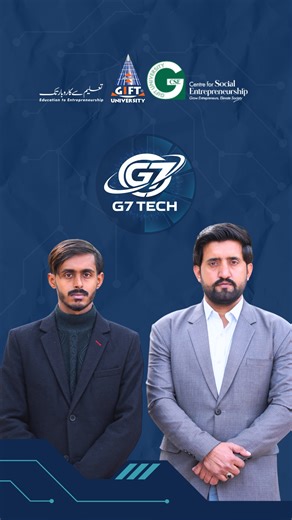 𝐆𝐈𝐅𝐓 𝐁𝐮𝐬𝐢𝐧𝐞𝐬𝐬 𝐊𝐚𝐡𝐚𝐧𝐢: 𝐆𝟕 𝐓𝐞𝐜𝐡 Powered by Centre for Social Entrepreneurship (CSE) When the knowledge of Department of Computer Science meets an entrepreneurial mindset, Software Services like G7 Tech are created. Here’s the inspirational story of students from GIFT University who, during a course, transformed their CS knowledge into a profit-making business, G7 Tech. With expert mentorship and real-world exposure from the CSE, they did more than just complete a course; th