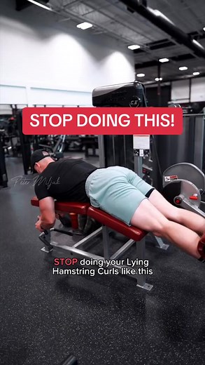 Lying Hamstring Curl - The main takeaway is to make sure your hips are locked and stable and on the pad the entire time. As you initiate the movement, keep knees pointed straight, driving quads into the pad, bringing yiur calves to your hamstrings. Control every rep and eccentric! - #gymtiktok #GymTok #legworkout #legday #legdayworkout #gymtips | Petermiljak