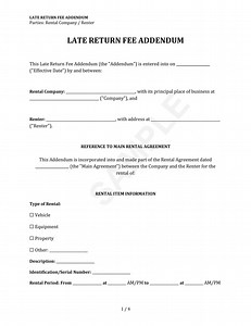 Late Return Fee Addendum-template - Etsy UK