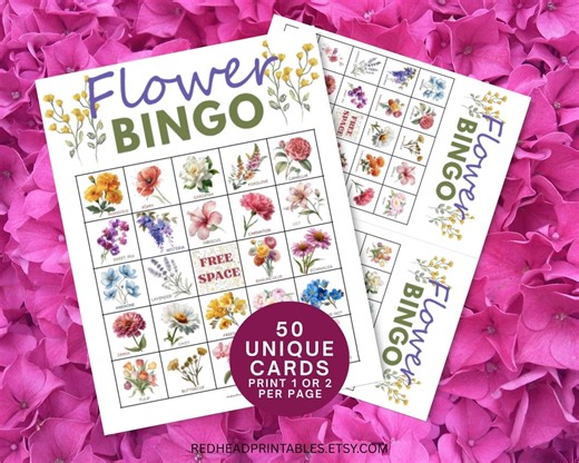 Flower Bingo Game Printable, Flower Identification Game, Spring Bingo Printable Game for Kids and Adults - Etsy