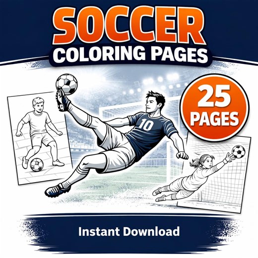 Soccer Coloring Pages Printable, Football Coloring for Kids, Sports Activity Book 25 JPEG - Etsy