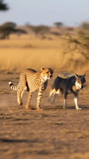 Cheetah vs Wolf – The Fastest Wins! #CheetahVsWolf #WildlifeShorts #AnimalFight #Nature