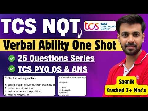 🔥TCS NQT Verbal Ability One Shot | TCS NQT Previous Year Questions & Answers | TCS NQT 2026