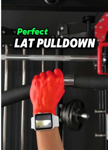 How to do a perfect lat pulldown: Use a semi-open grip to reduce forearm takeover. Keep your elbows slightly tucked in for a more shoulder-friendly position. As you pull down, keep your forearms aligned with the cable so the force transfers into the lats. On the way up, don’t shrug — keep your lats engaged and maintain tension. Avoid excessive lean-back — a slight 15–30° lean is enough to stay stable and keep the load on the lats. Do it this way and you’ll keep the work where it belongs: right o
