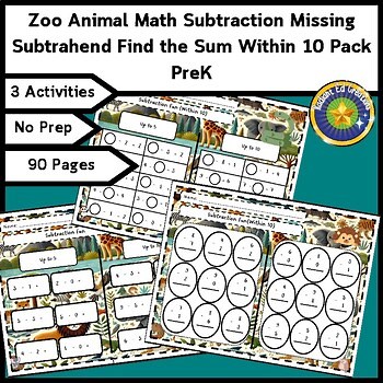 Zoo Animal Subtraction Math 10 Fact Fluency Place Value Logic Puzzle Number